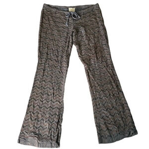 Chaser Georgette Beaded Lined Wide Leg Draw String Pant Bronze/Gray. Medium. NWT